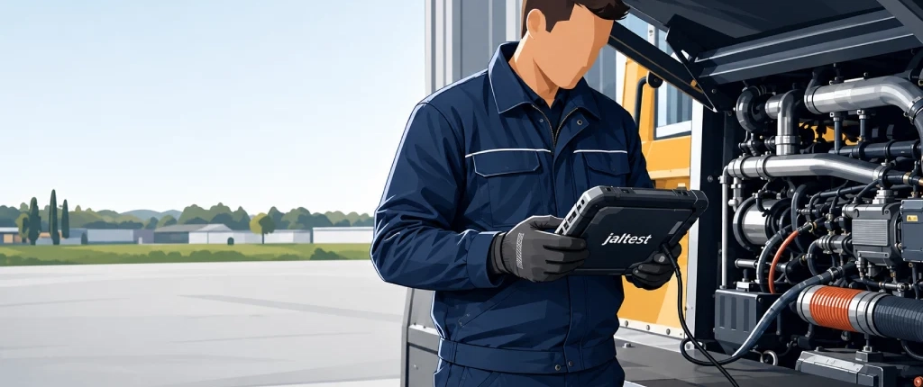 Technicien motoriste Perron & Gay itinérant avec outils de Diagnostic « Jaltest »